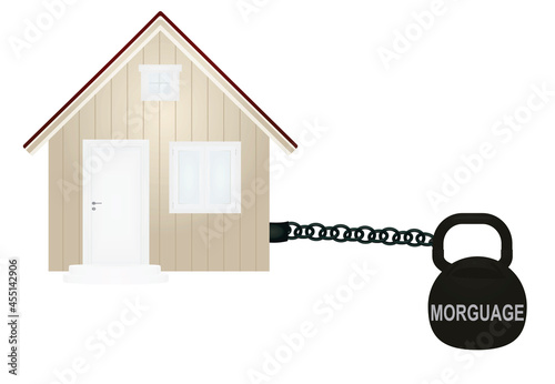 Home with mortgage dumbbell. vector