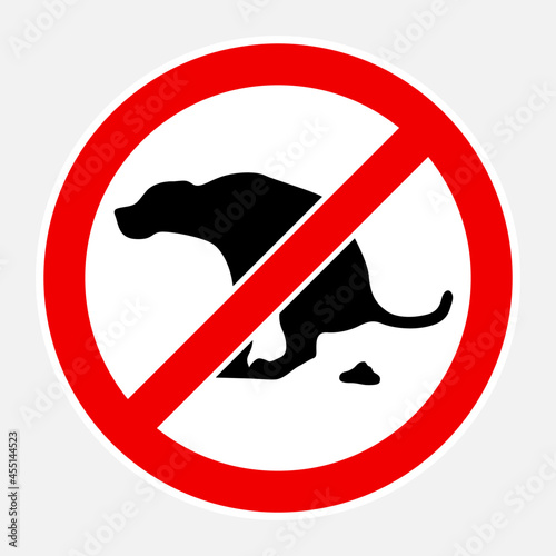 No dog poop allowed editable vector prohibition sign isolated on white background