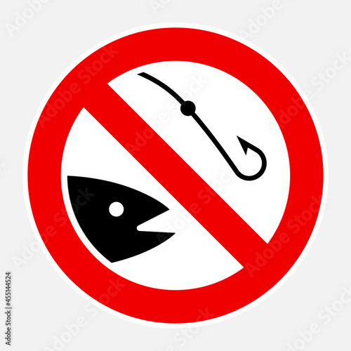 No fishing editable vector prohibition sign isolated on white background