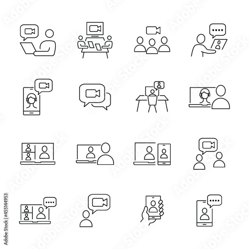Video Conference icons set. Video Conference pack symbol vector elements for infographic web