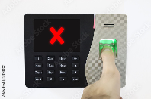Wallpaper Mural Biometric Fingerprint Scanner. Thumb on fingerprint. access control denied. unsuccessful entry. Torontodigital.ca