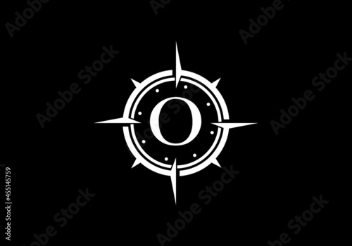 Black letter O with Creative Compass Concept Logo Design Template. Compass logo sign symbol. Modern vector logo design for business and company identity.