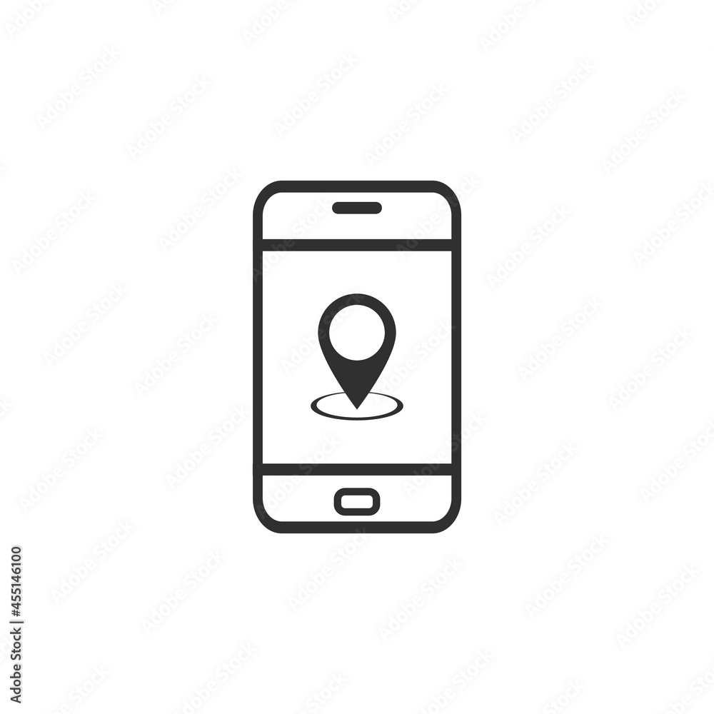 GPS phone icon and map icon isolated on white background. GPS phone icon and map icon isolated on white background.