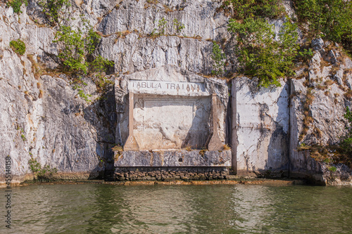 Roman memorial plaque at Danube river ,Tabula Traiana photo