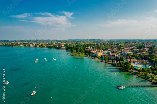 Aerial view of Sirmione resort coastline in Italy © Audrius