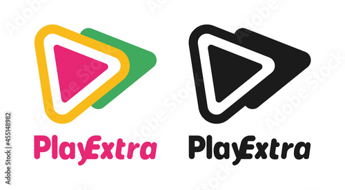 Play extra logo design. Video surveillance site logo and icon design. arrow-marked play extra. Vector abstract arrow logo, isolated icon. Play web icon modern.