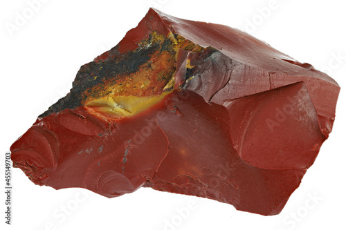 red jasper from Carnarvon Shire, Australia isolated on white background photo