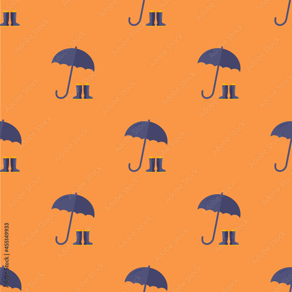 Seamless stylish umbrella pattern in a flat style. For fabric, textiles, wraps and other things. Vector illustration of a falling umbrella. Autumn weather .