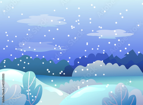 Wallpaper Mural Winter landscape with snow Torontodigital.ca