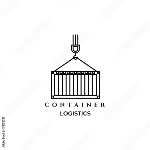 industry for logistic container line art icon logo minimalist vector illustration design
