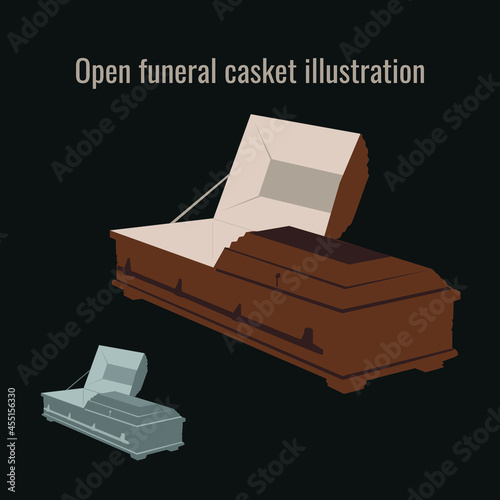 open funeral casket illustration vector