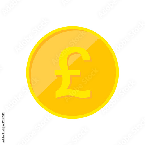 GBP coin. British pound gold coin isolated on white background. Vector illustration