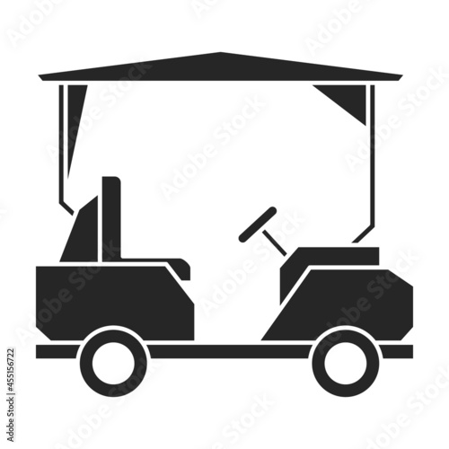 Golf cart vector icon.Black vector icon isolated on white background golf cart. © VectorVicePhoto