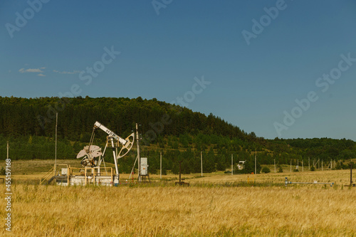 Oil rig drilling platform in the field