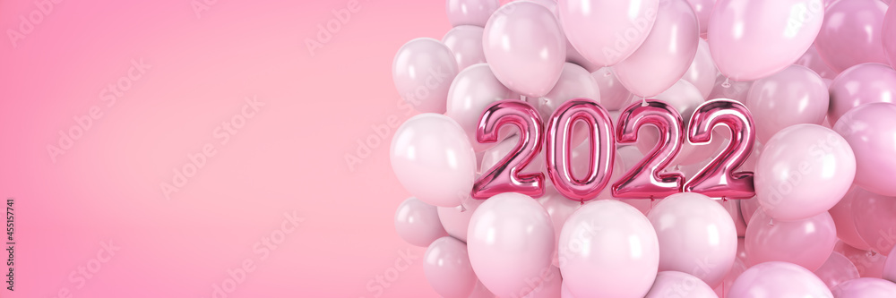 Numbers for Happy New Year 2022. Helium balloons, foil numbers. Christmas 2022 balloons. 3d rendering
Numbers for Happy New Year 2022. Helium balloons, foil numbers. Christmas 2022 balloons. 3d rendering