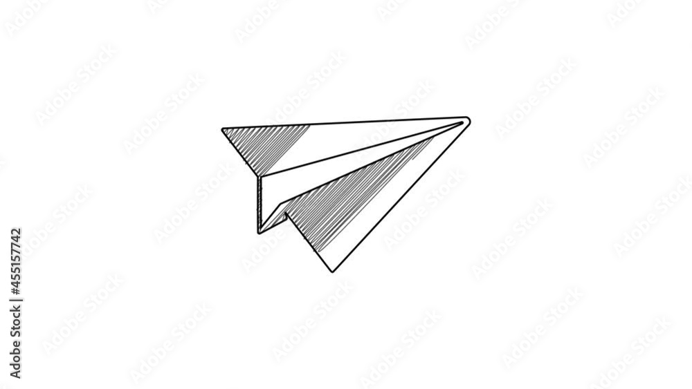 Black line Paper plane icon isolated on white background. Paper airplane icon. Aircraft sign. 4K Video motion graphic animation Black line Paper plane icon isolated on white background. Paper airplane icon. Aircraft sign. 4K Video motion graphic animation
