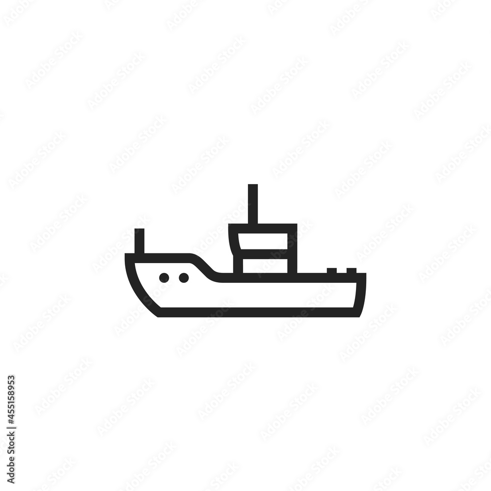 boat line icon. sea vessel symbol. isolated vector image