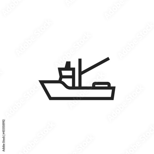 fishing trawler line icon. water transport symbol. isolated vector image