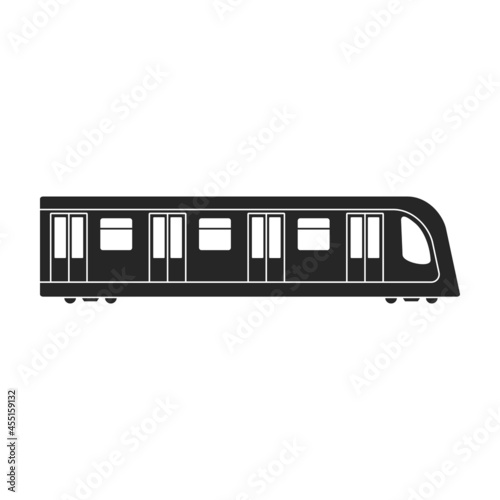 Subway train black vector icon.Black vector illustration cargo. Isolated illustration of subway train icon on white background.