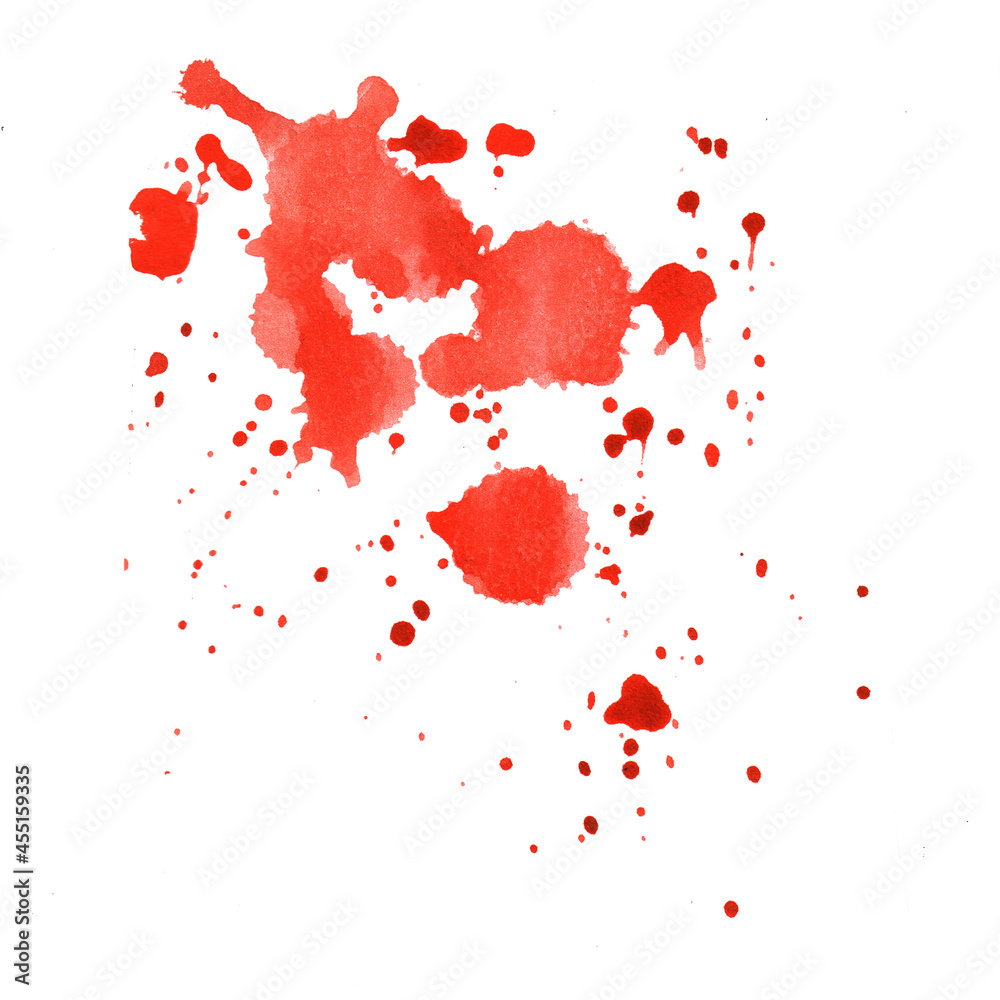 Red drops of blood. Drops of paint on paper. Element for design on a medical theme and Halloween. Red drops of blood. Drops of paint on paper. Element for design on a medical theme and Halloween.