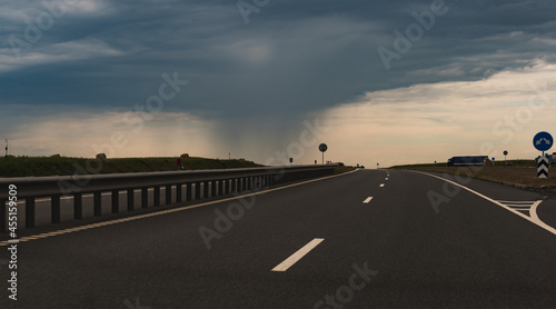 Rain clouds over the highway