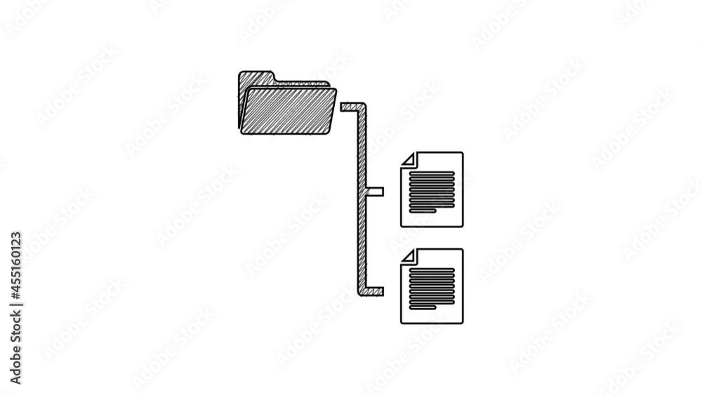 Black line Folder tree icon isolated on white background. Computer network file folder organization structure flowchart. 4K Video motion graphic animation Black line Folder tree icon isolated on white background. Computer network file folder organization structure flowchart. 4K Video motion graphic animation