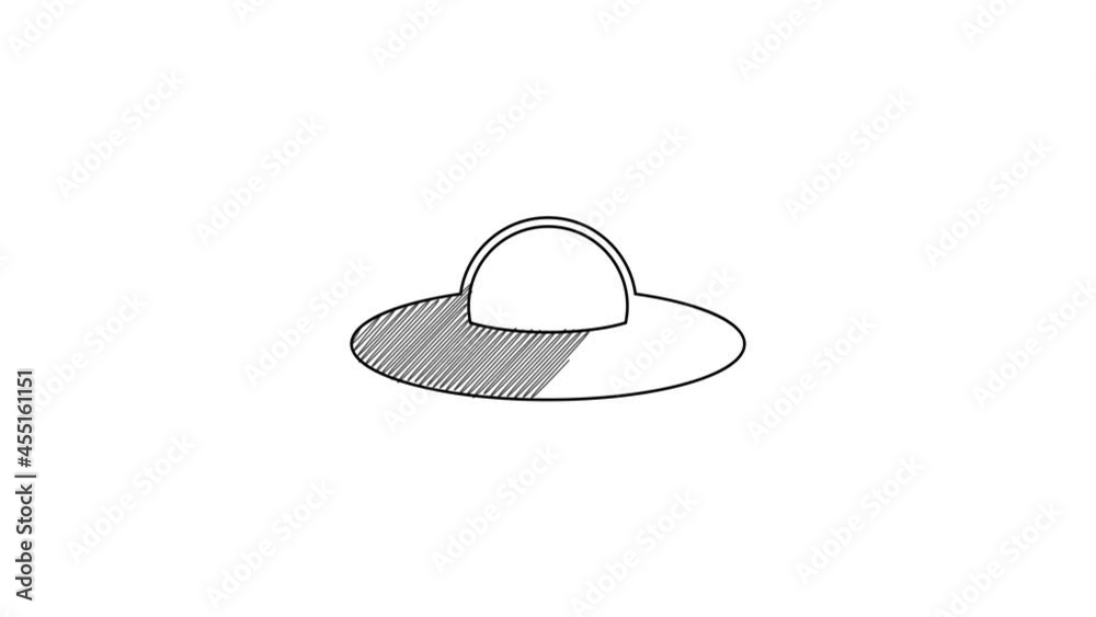 Black line UFO flying spaceship icon isolated on white background. Flying saucer. Alien space ship. Futuristic unknown flying object. 4K Video motion graphic animation Black line UFO flying spaceship icon isolated on white background. Flying saucer. Alien space ship. Futuristic unknown flying object. 4K Video motion graphic animation