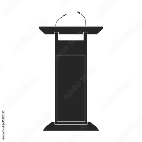 Tribunal podium black vector icon.Black vector illustration podium conference. Isolated illustration of tribunal podium icon on white background.