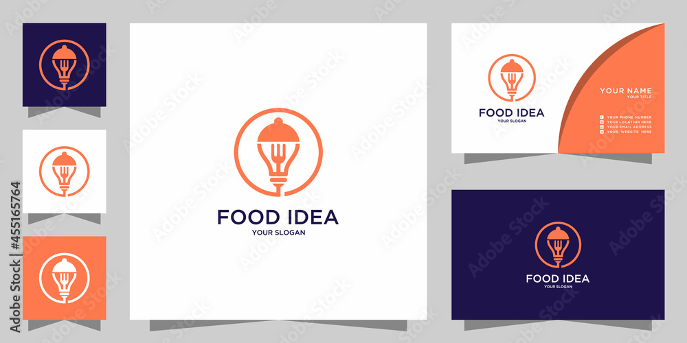 Restaurant logo with bulb and fork design Restaurant logo with bulb and fork design