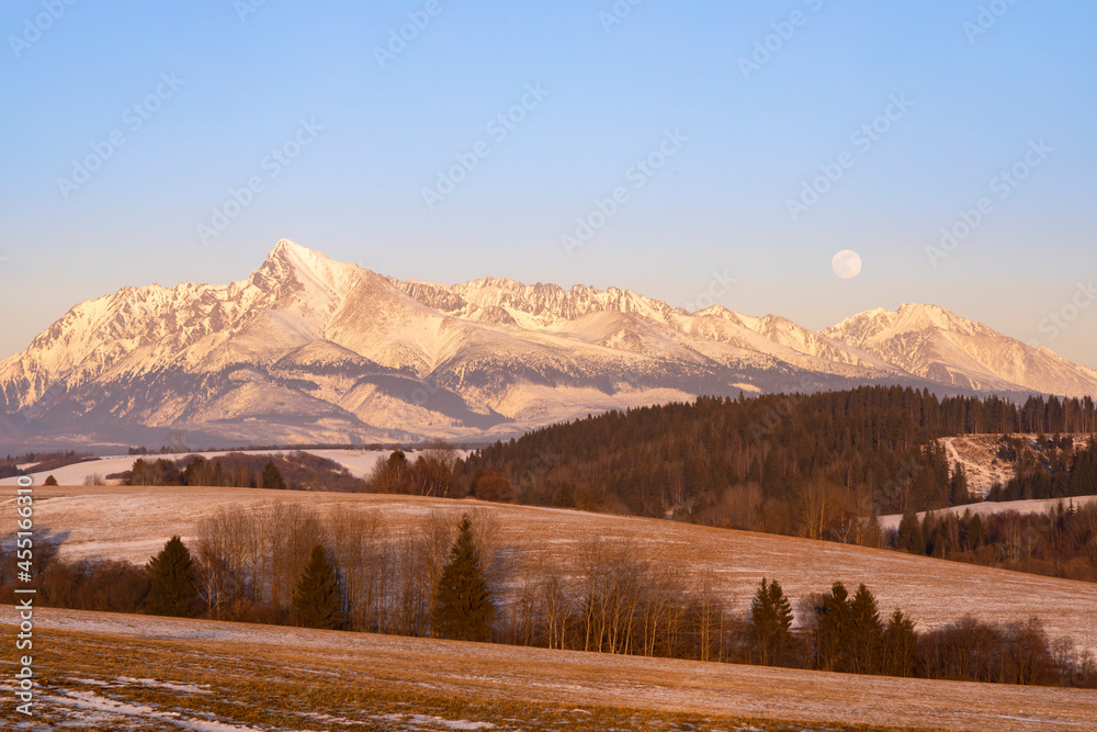 Krivan mountain during sunset in High Tatras, Slovakia