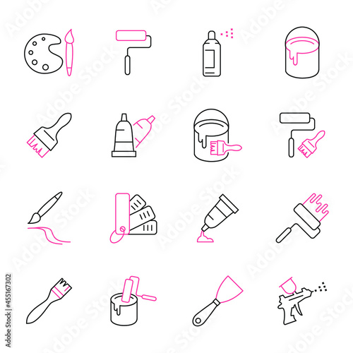 Brushes and Painting icons set. Brushes and Painting pack symbol vector elements for infographic web