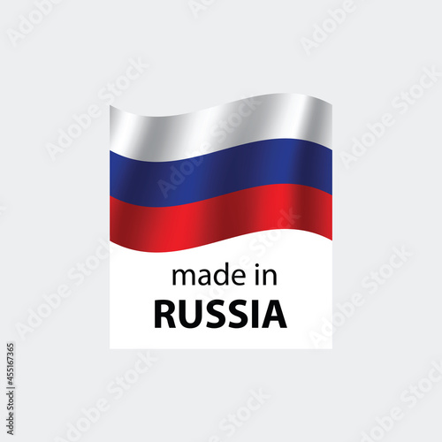 made in Russia vector stamp. badge with Russia flag