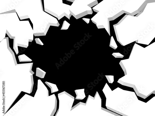 Cracked hole with space for text. Vector illustration.