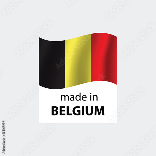 made in Belgian vector stamp. badge with Belgian flag	