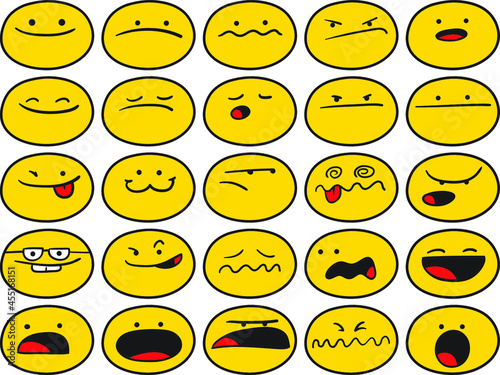 set of smileys with different expressions