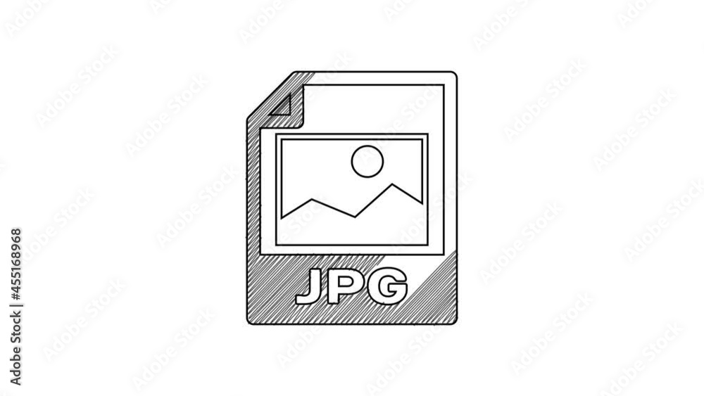 Black line JPG file document. Download image button icon isolated on white background. JPG file symbol. 4K Video motion graphic animation Black line JPG file document. Download image button icon isolated on white background. JPG file symbol. 4K Video motion graphic animation