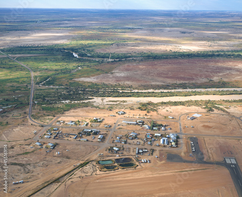 aerial view of the Queensland outback town of Birdsville. photo