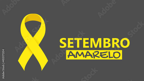 Setembro amarelo, mês de valorização da vida. Banner com ilustração vetorial. Background escuro