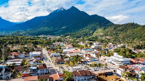 Corupá, SC - Aerial view of the city of Corupá with the mountains in the background © Jair