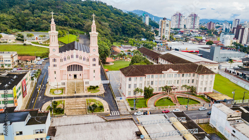 Jaraguá do Sul SC - Aerial view of the parish church of Jaraguá do Sul photo