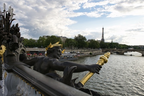 Ponte de alexandre bridge in paris france during sunset in Paris, France