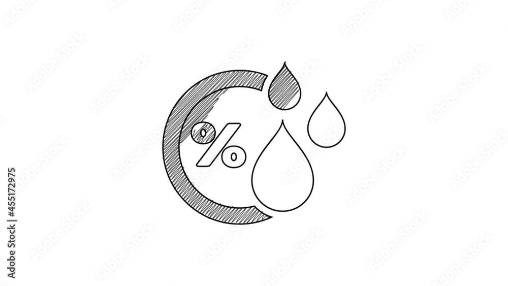 Black line Humidity icon isolated on white background. Weather and meteorology, thermometer symbol. 4K Video motion graphic animation Black line Humidity icon isolated on white background. Weather and meteorology, thermometer symbol. 4K Video motion graphic animation