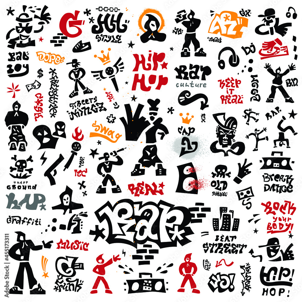 rap, hip hop sign and symbols ,icon set