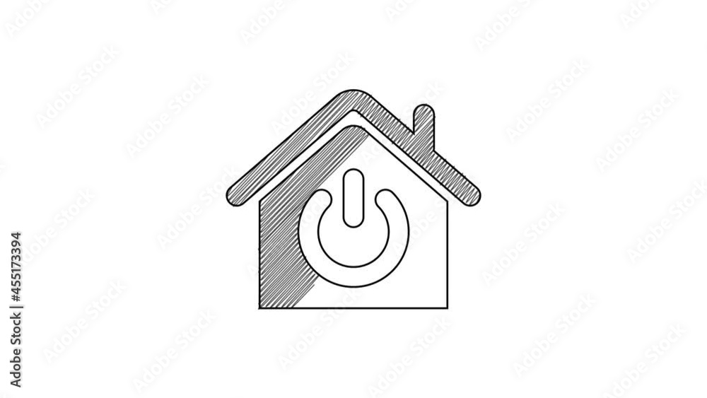 Black line Smart home icon isolated on white background. Remote control. 4K Video motion graphic animation Black line Smart home icon isolated on white background. Remote control. 4K Video motion graphic animation