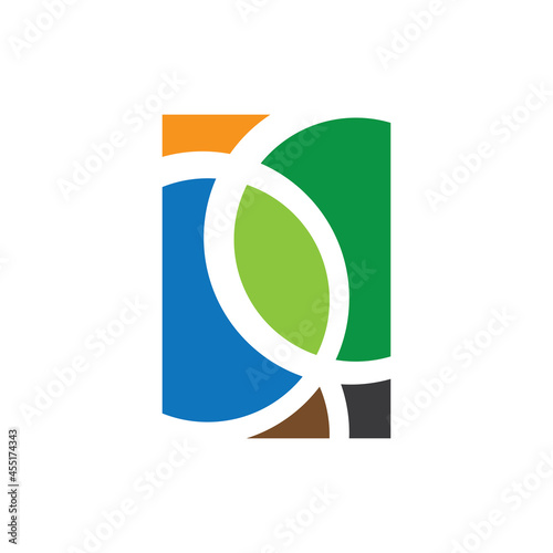 Square with leaf logo design vector
