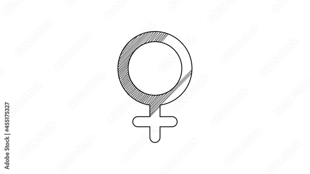 Black line Female gender symbol icon isolated on white background. Venus symbol. The symbol for a female organism or woman. 4K Video motion graphic animation Black line Female gender symbol icon isolated on white background. Venus symbol. The symbol for a female organism or woman. 4K Video motion graphic animation