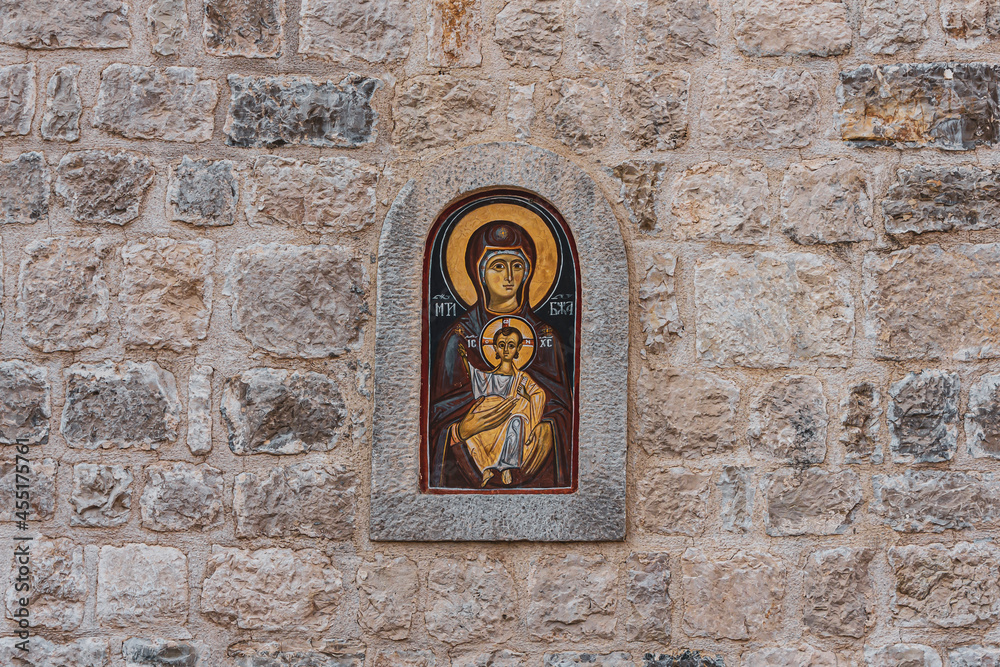 Icon on the wall of the monastery Icon on the wall of the monastery