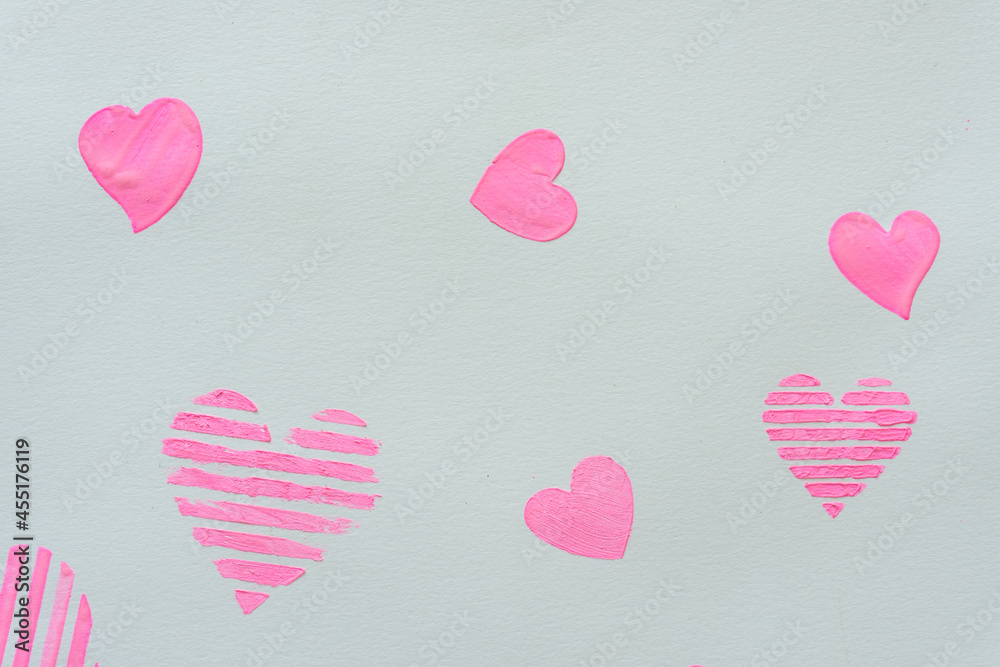 pink hearts on a light background