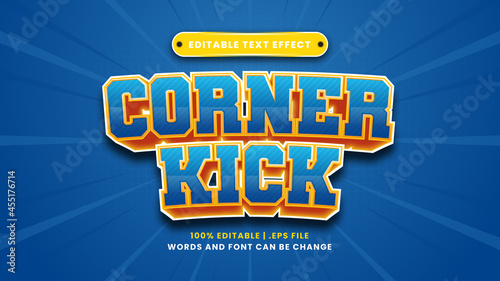 Corner kick editable text effect in modern 3d style