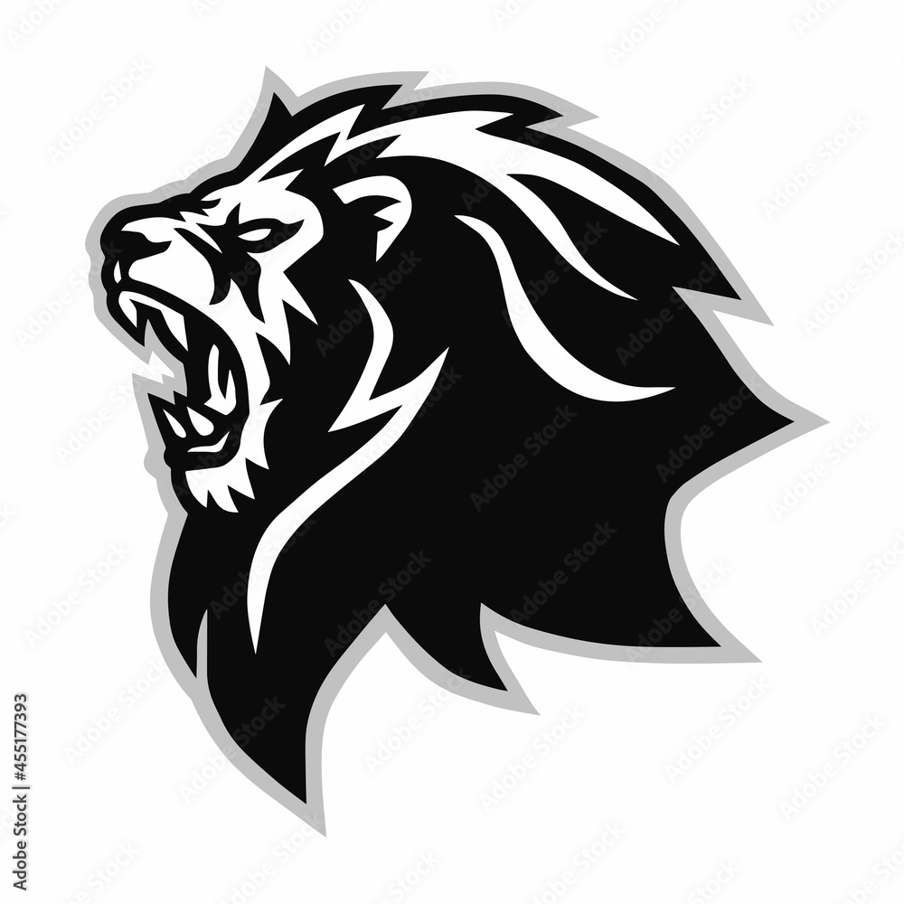 Lion Head Roaring Logo Vector Mascot Design Illustration